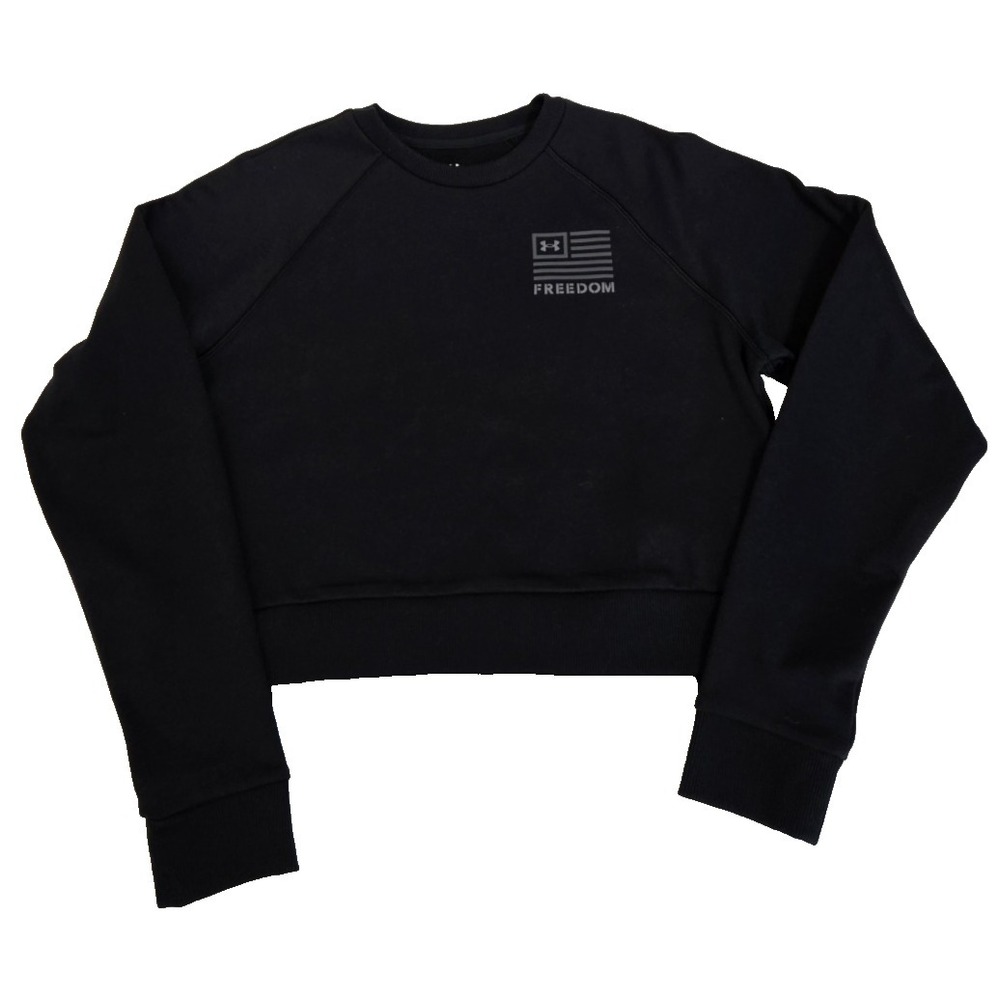 Under Armour Rival Freedom‎ Cropped Crew Sweatshirt Women's S Black NWT